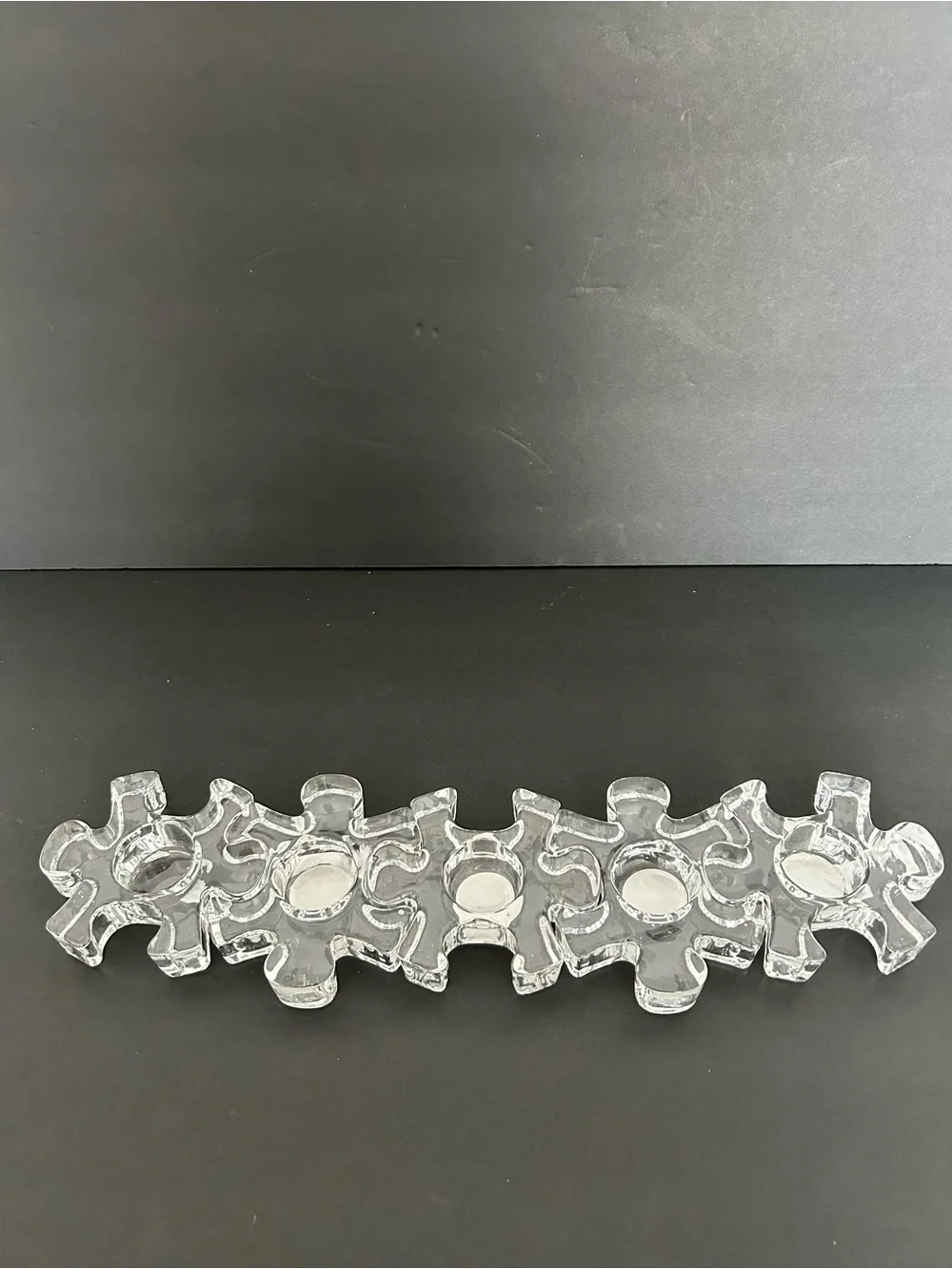 Clear Glass Puzzle Tealight Candle Holder/ designed like puzzle pieces, interloc